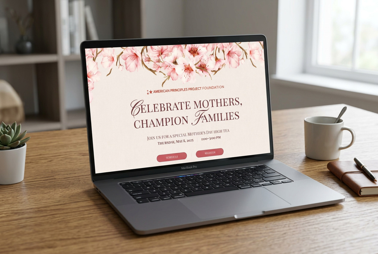 Landing Page for American Principles Project’s Mother’s Day Event